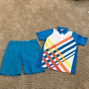 Puma men’s golf shirt and NWOT shorts